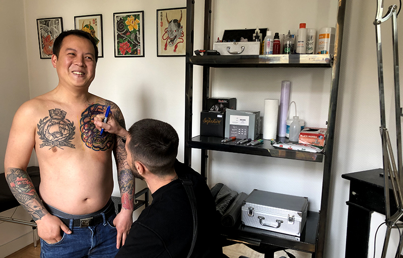 Tatouage japonais tradtionnel paris tattoo guigui irezumi tebori